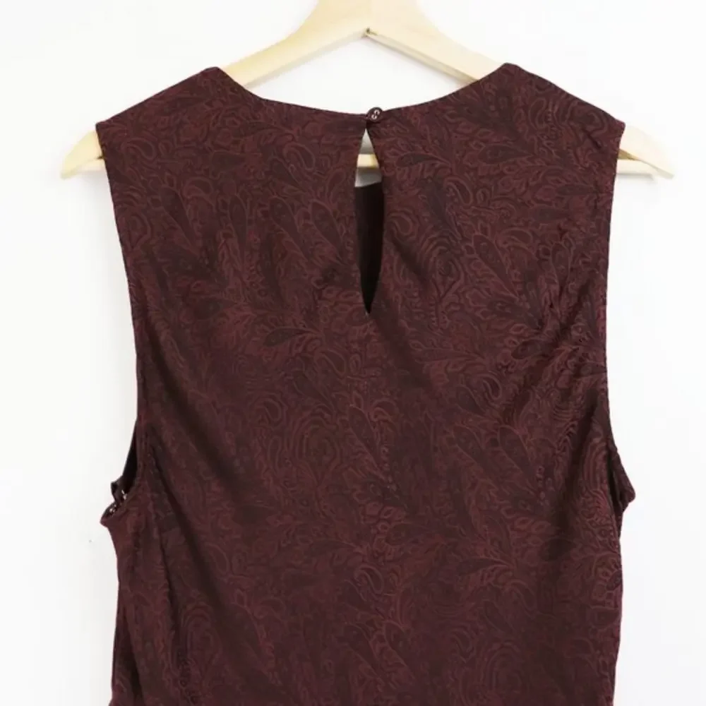NWT L'Academie The Grazielle Mini Dress Burgundy XL Paisley Print Satin Draped - Picture 6 of 7